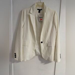 Forever 21 Cream Blazer with Black Buttons